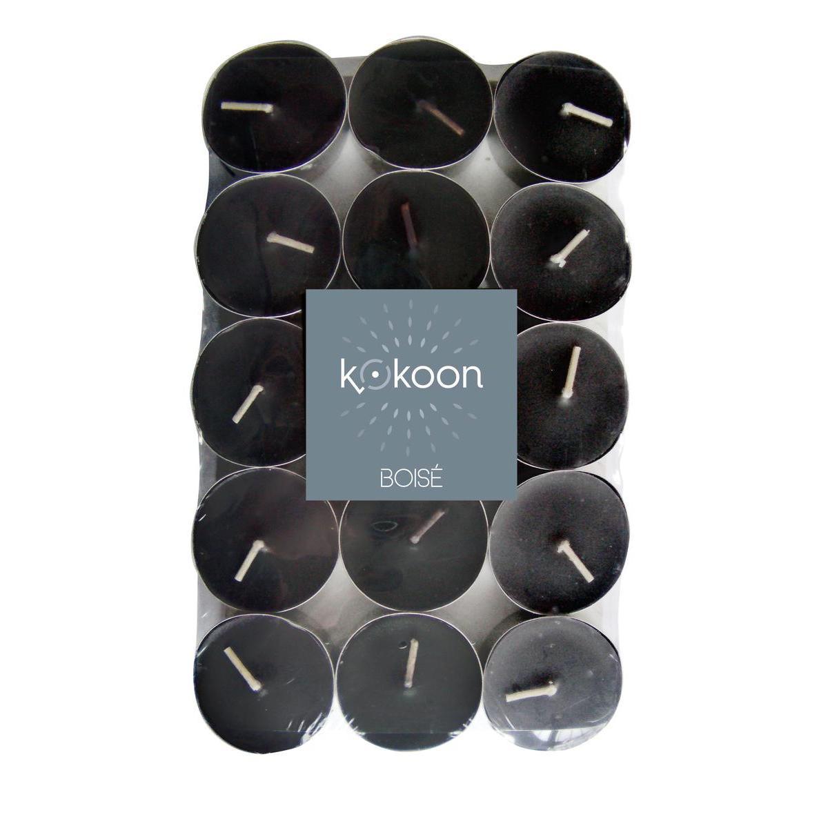 Lot de 30 bougies chauffe-plat parfumées - ø 3.8 cm - Noir - Senteur Sous-bois - K.KOON