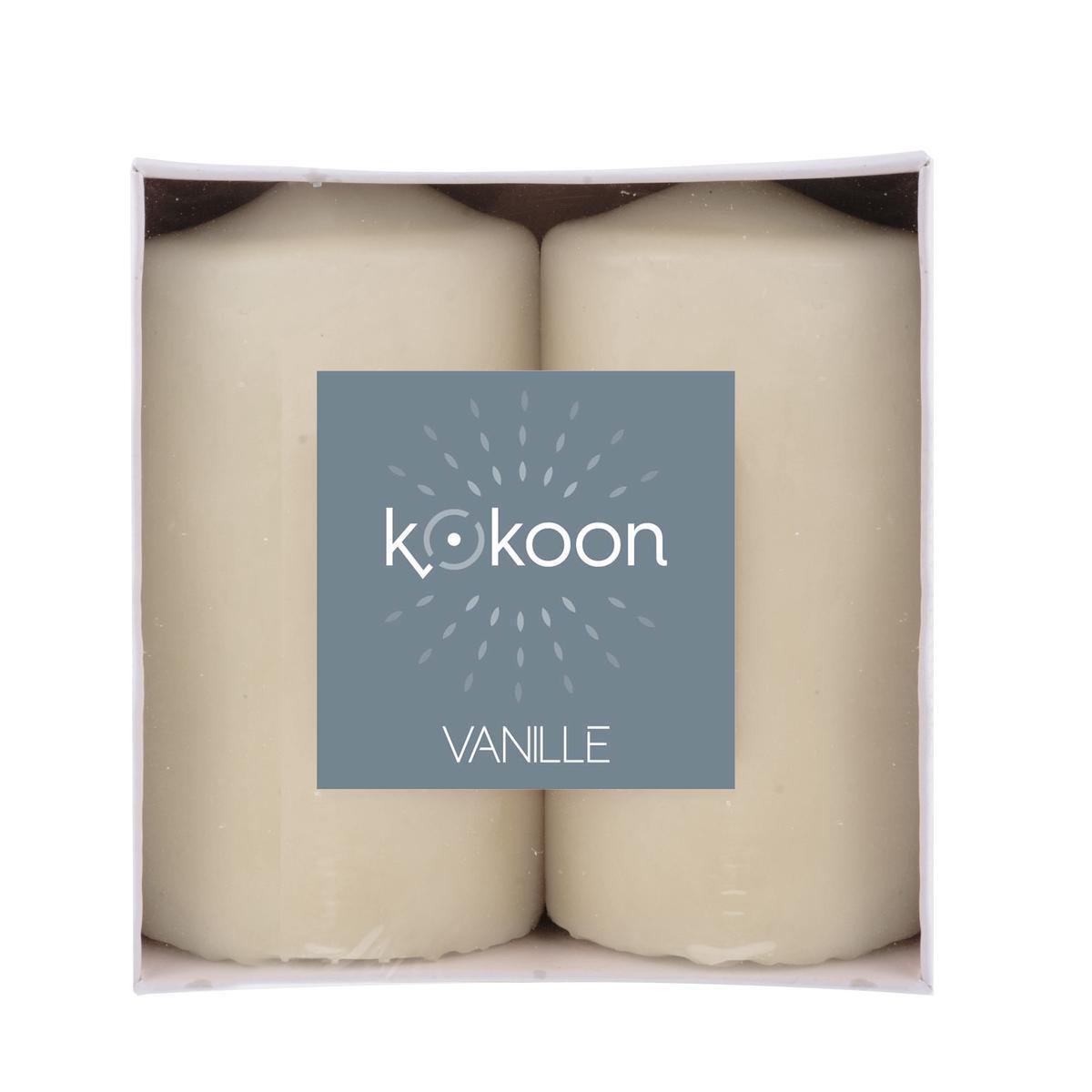 Lot de 2 bougies cylindriques parfumées - ø 4.8 x H 10 cm - Différents coloris - Senteur Vanille - Blanc - K.KOON