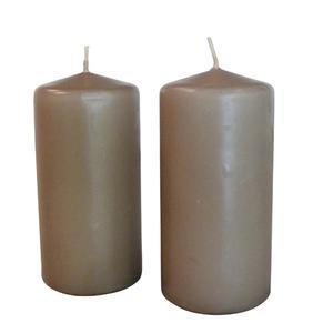 Lot de 2 bougies cylindriques parfumées - ø 4.8 x H 10 cm - Différents coloris - Senteur Sauvage - Marron - K.KOON