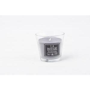 Bougie parfumée tendresse - Verre et paraffine - Ø 9 x H 8 cm - Gris et transparent