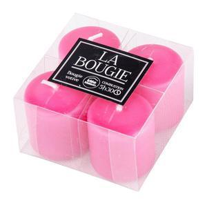 Lot de 4 bougies en paraffine - 3,8 x H 4 cm - Rose fushia