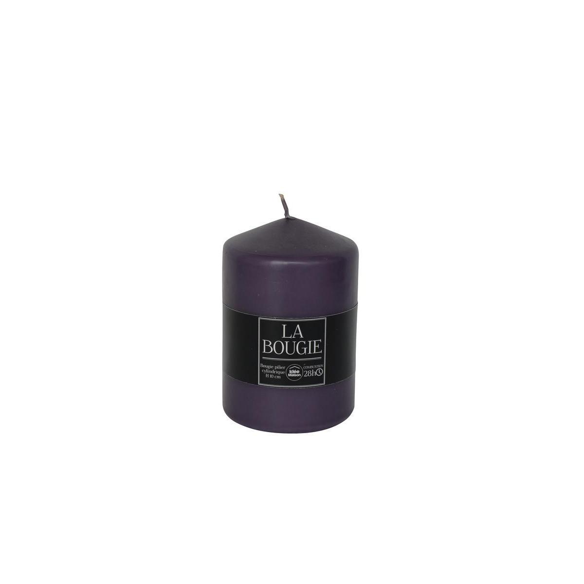 Bougie pilier cylindrique en paraffine - Hauteur 10 cm - Violet