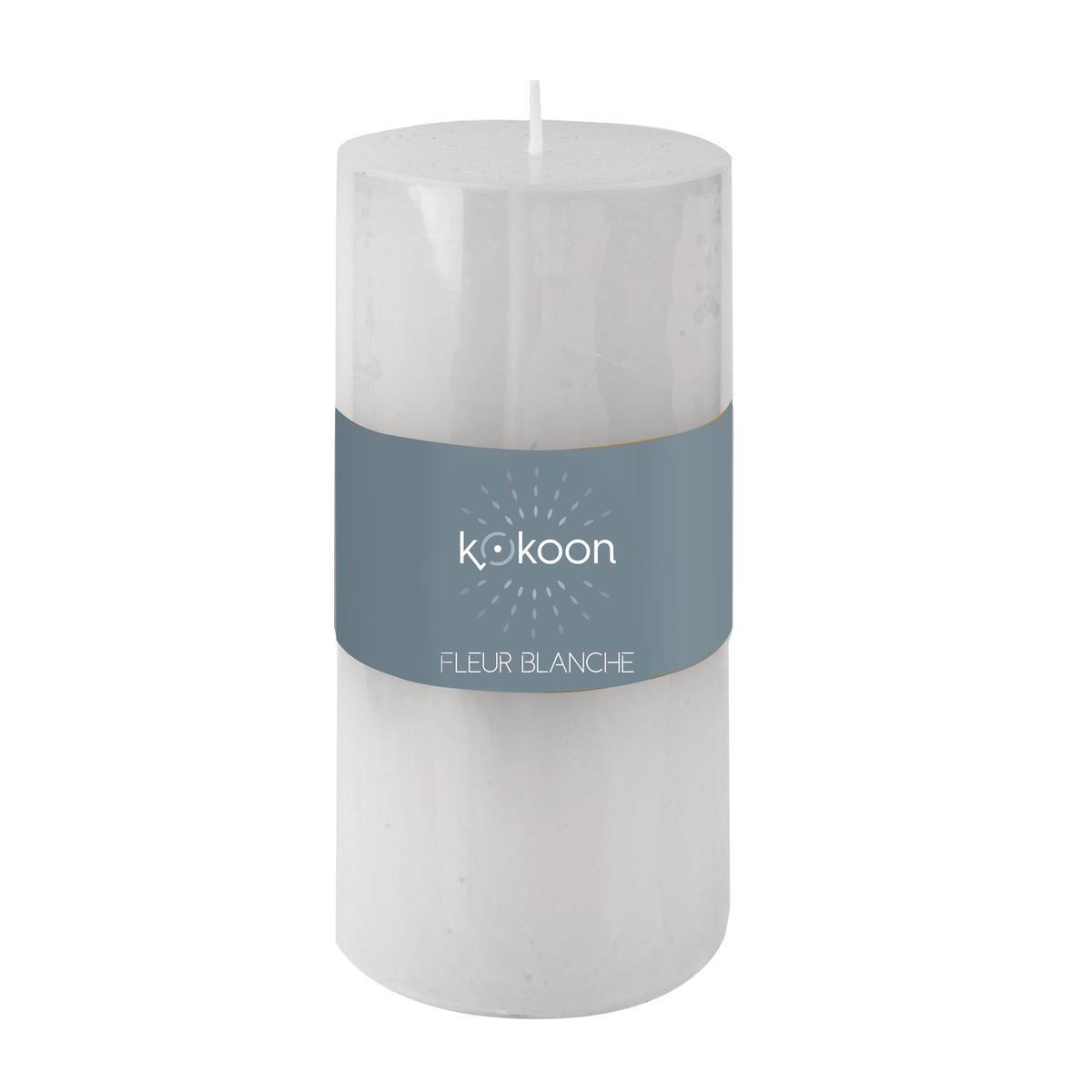 Bougie pilier parfumée - H 14 cm - Gris - Senteur Fleurs Blanches - K.KOON