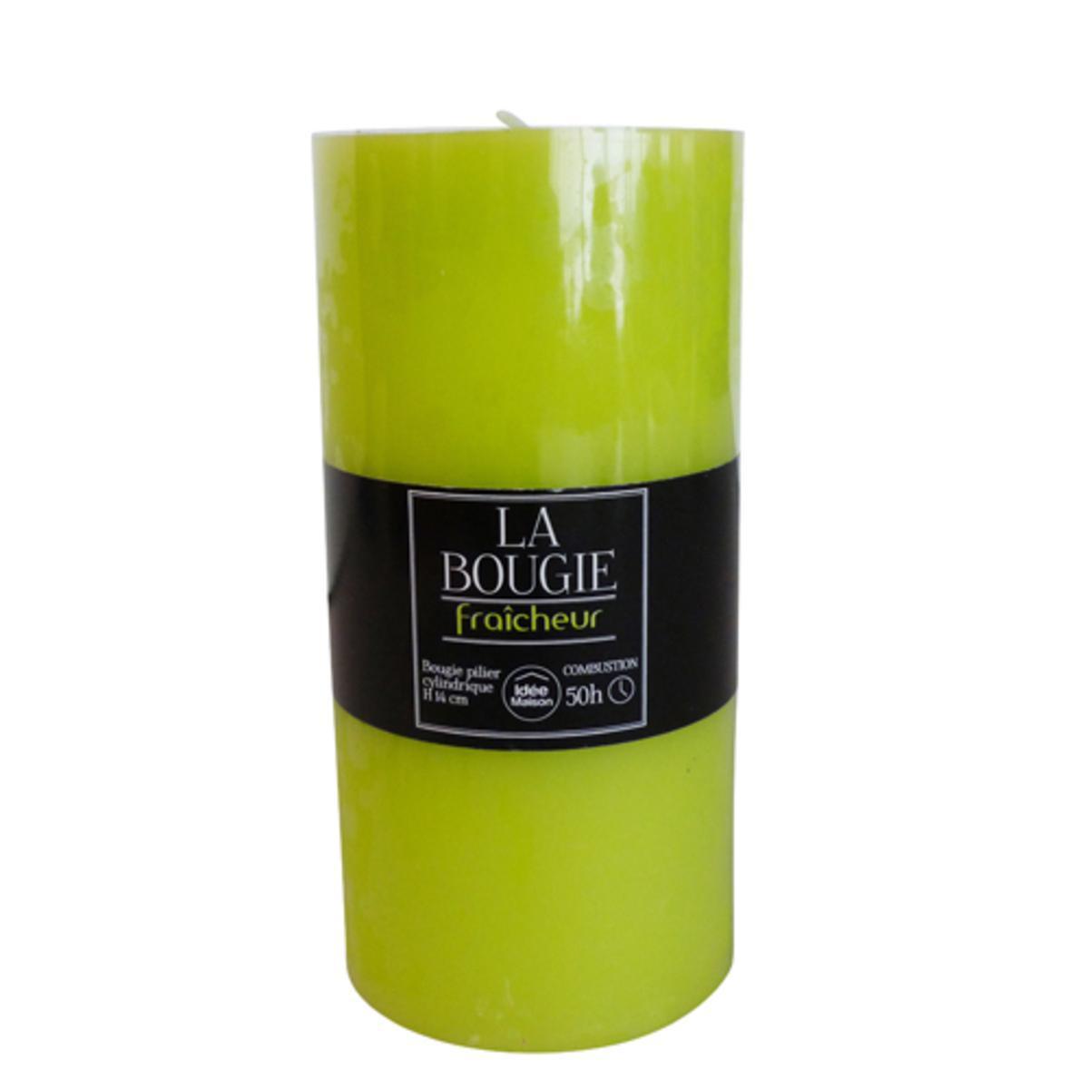 Bougie cylindrique en paraffine parfum fraîcheur - Hauteur 14 cm - Vert