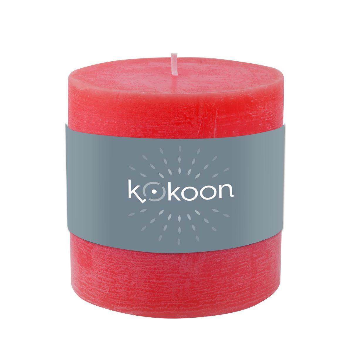 Bougie cylindrique marbrée - ø 10 x H 10 cm - Rouge - K.KOON