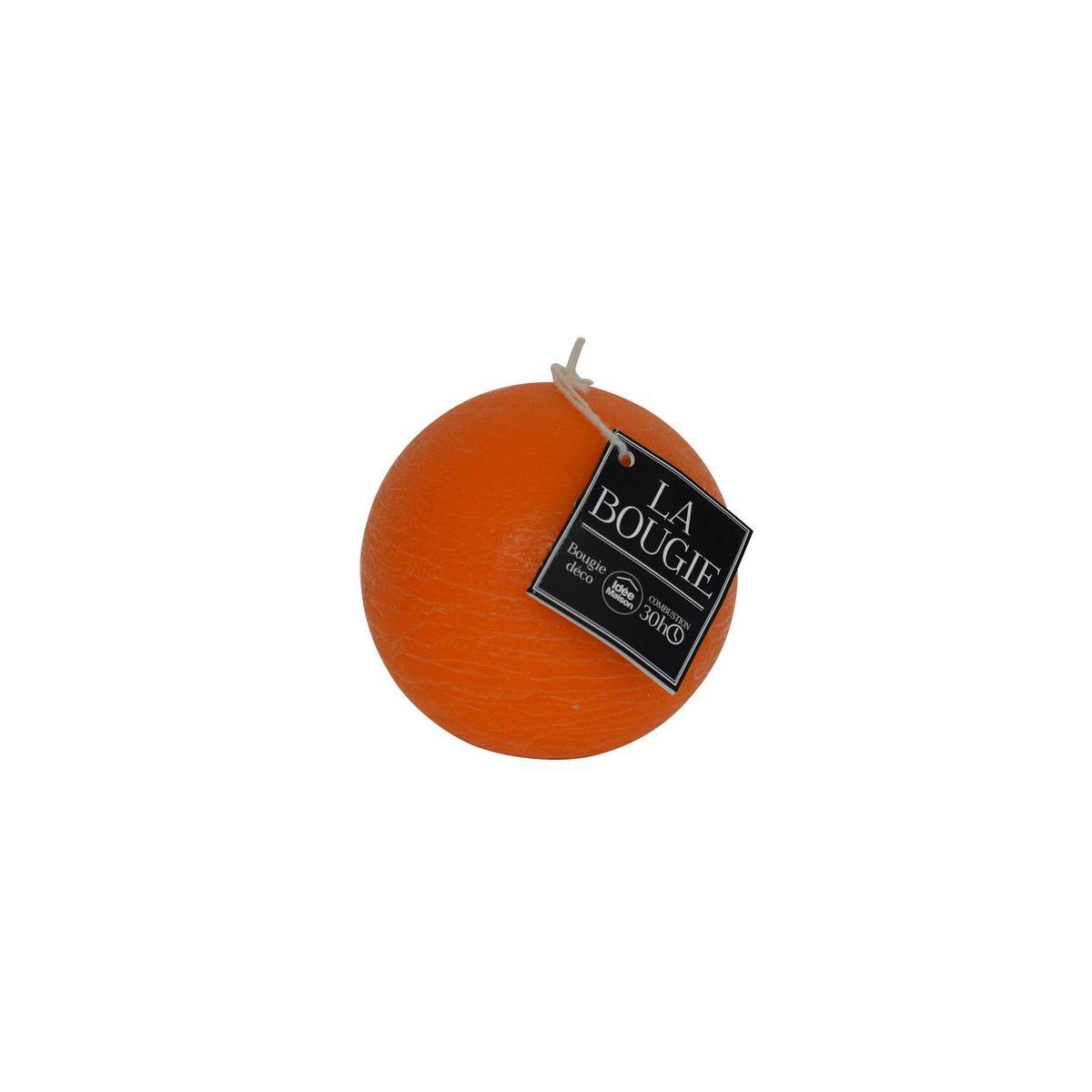 Bougie boule effet marbre - Diamètre 10 cm - Orange