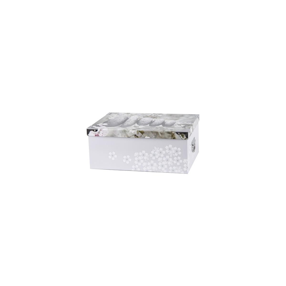 Boîte de rangement modèle galets - 39,5 x 19,5 x 16,5 cm - Gris