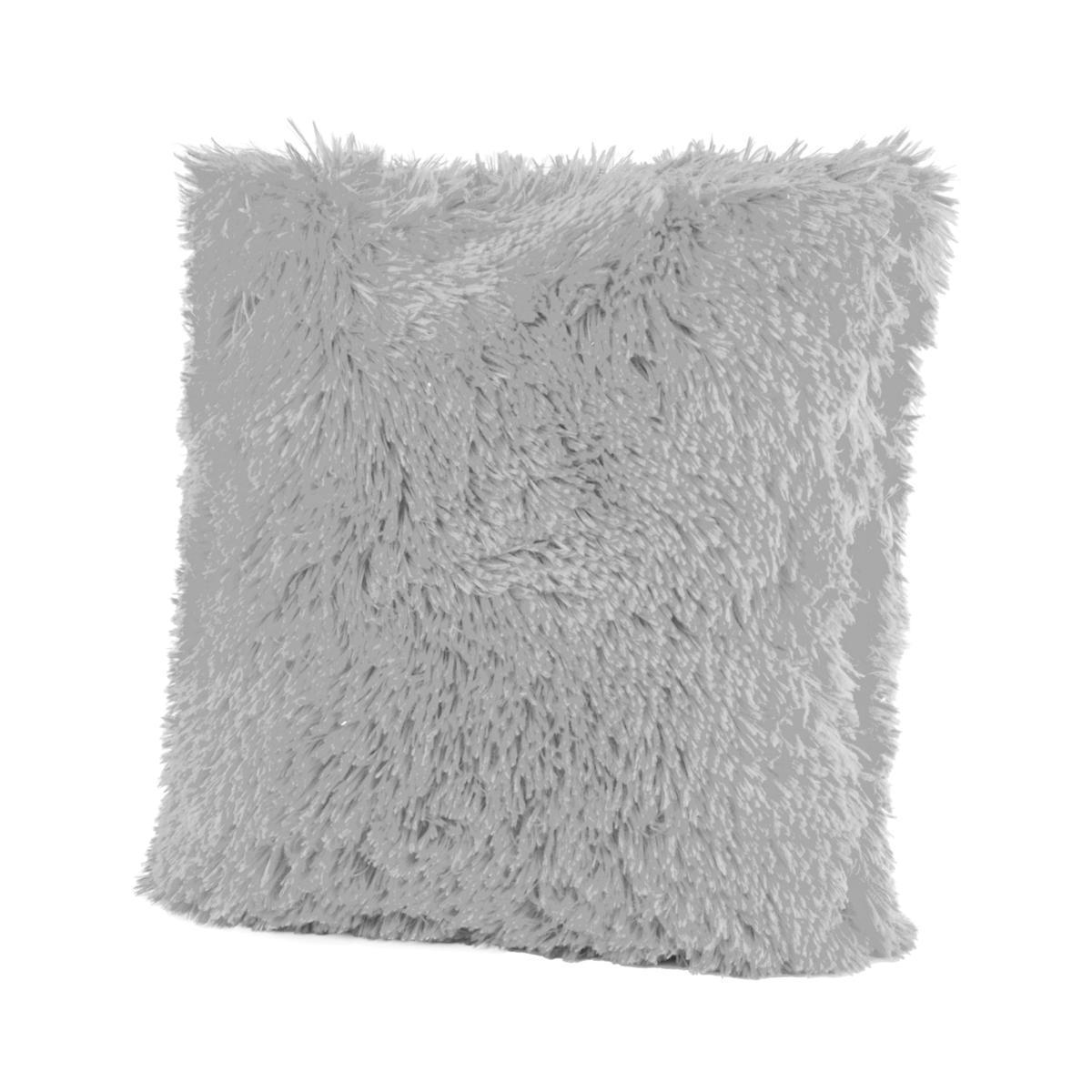 Coussin Shaggy - 100 % Polyester - 40 x 40 cm - Gris