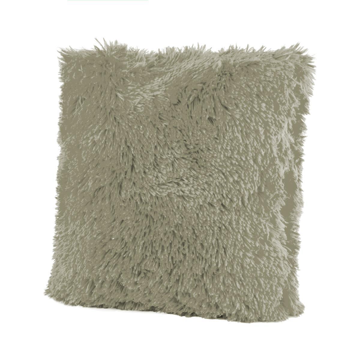 Coussin Shaggy - 100 % Polyester - 40 x 40 cm - Taupe