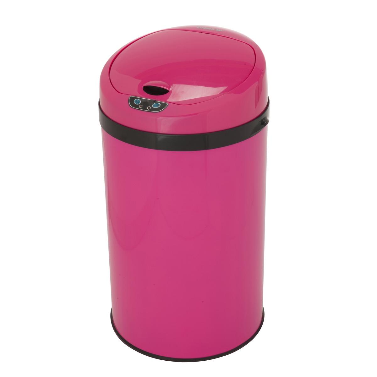 Poubelle automatique - 30 L - Diamètre 30,5 x 56,5 cm - Rose fluo