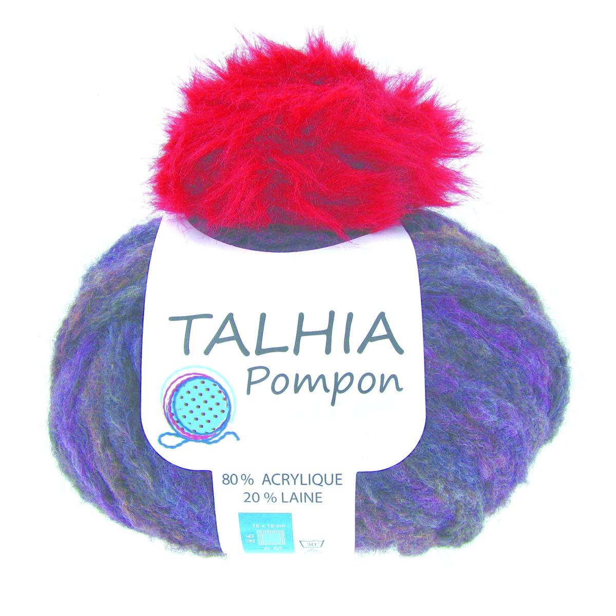 Kit bonnet + pompon - 100 g - violet prune