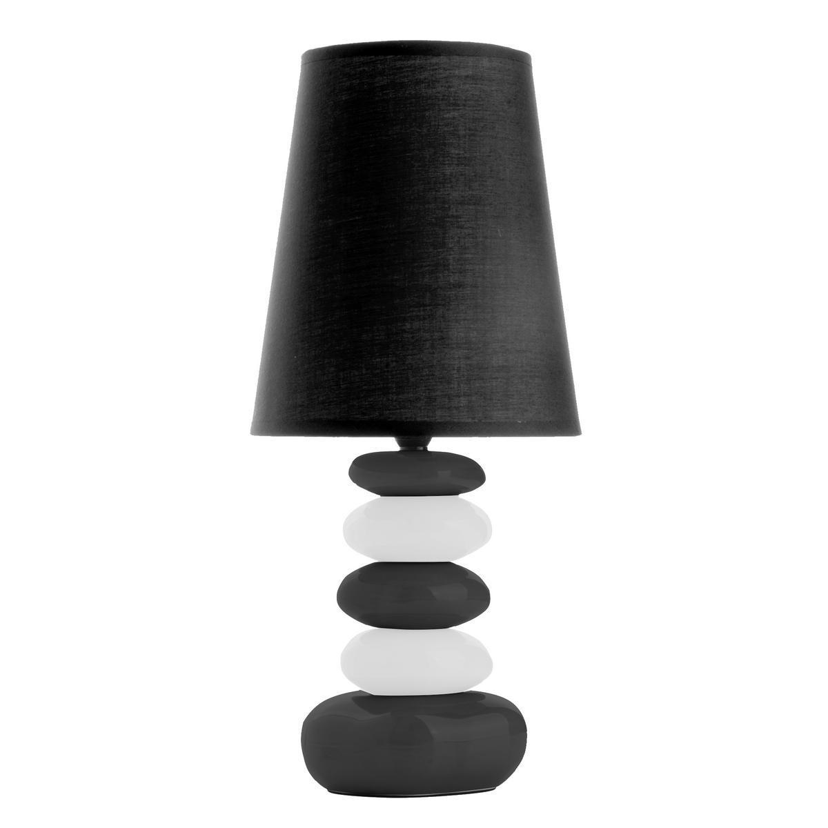 Lampe à poser stones charme - Céramique - Hauteur 41 cm - Noir, blanc
