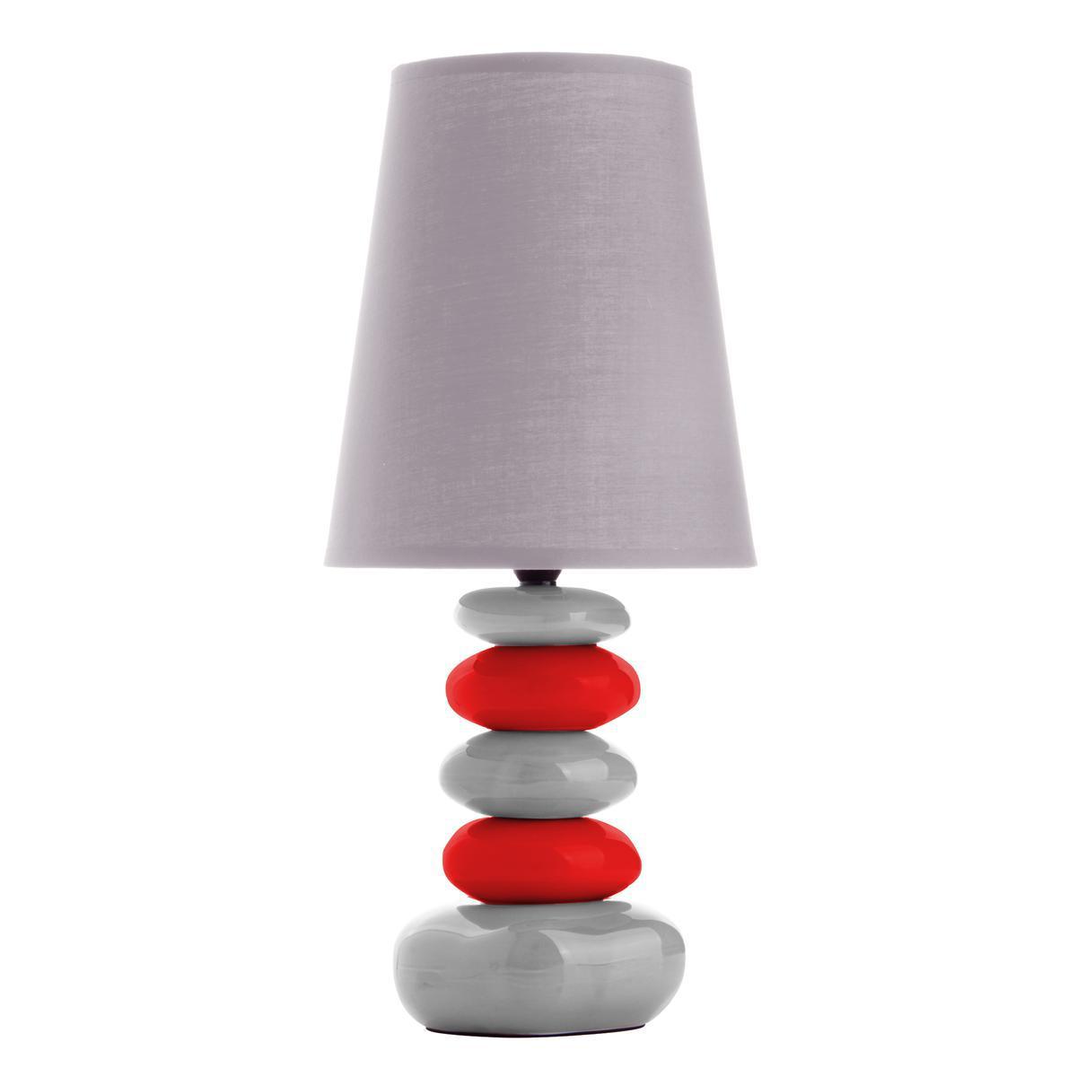 Lampe à poser stones classique en céramique  - Hauteur 22 cm - Rouge