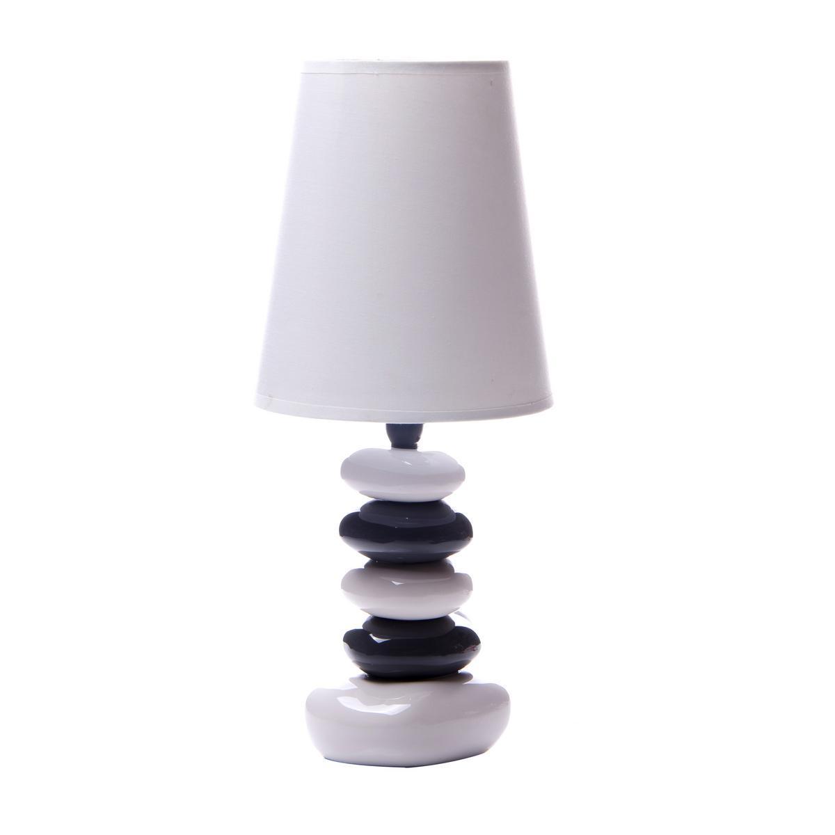 Lampe à poser stones modern - Céramique - Hauteur 41 cm - Blanc