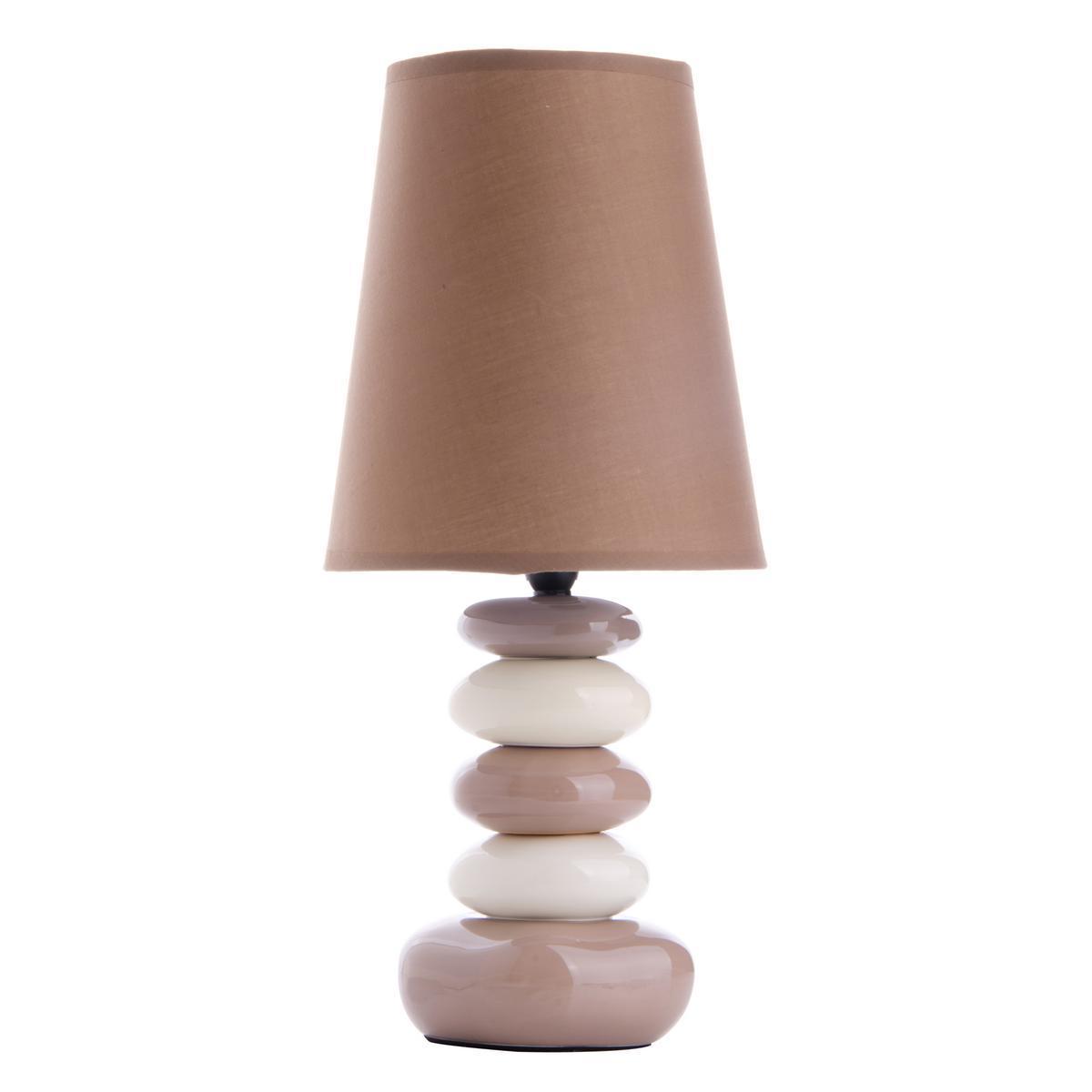 Lampe Stones - Céramique et polyester - 13,5 x 19 x H 41,5 cm - Taupe