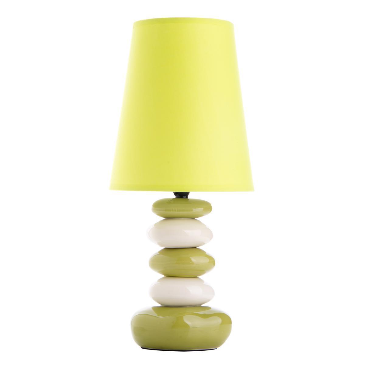 Lampe à poser stones classique en céramique  - H 41 cm - Blanc et vert