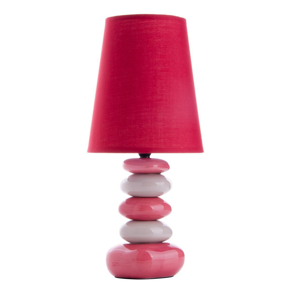 Lampe Stones - Céramique et polyester - 13,5 x 19 x H 41,5 cm - Rouge