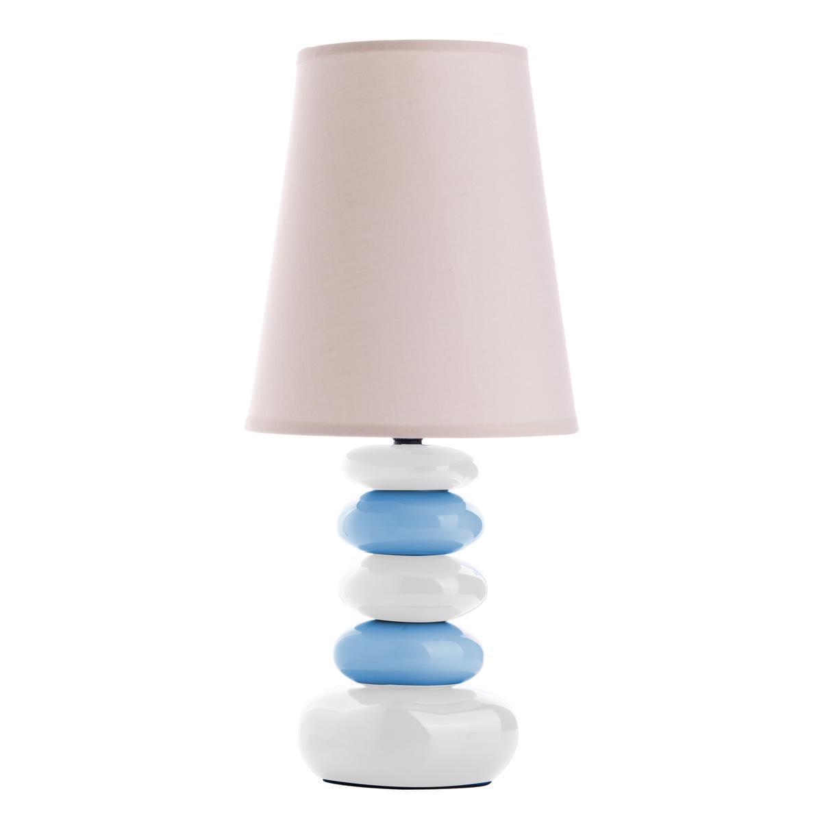 Lampe à poser stones classique en céramique  - H 41 cm - Bleu et Rose