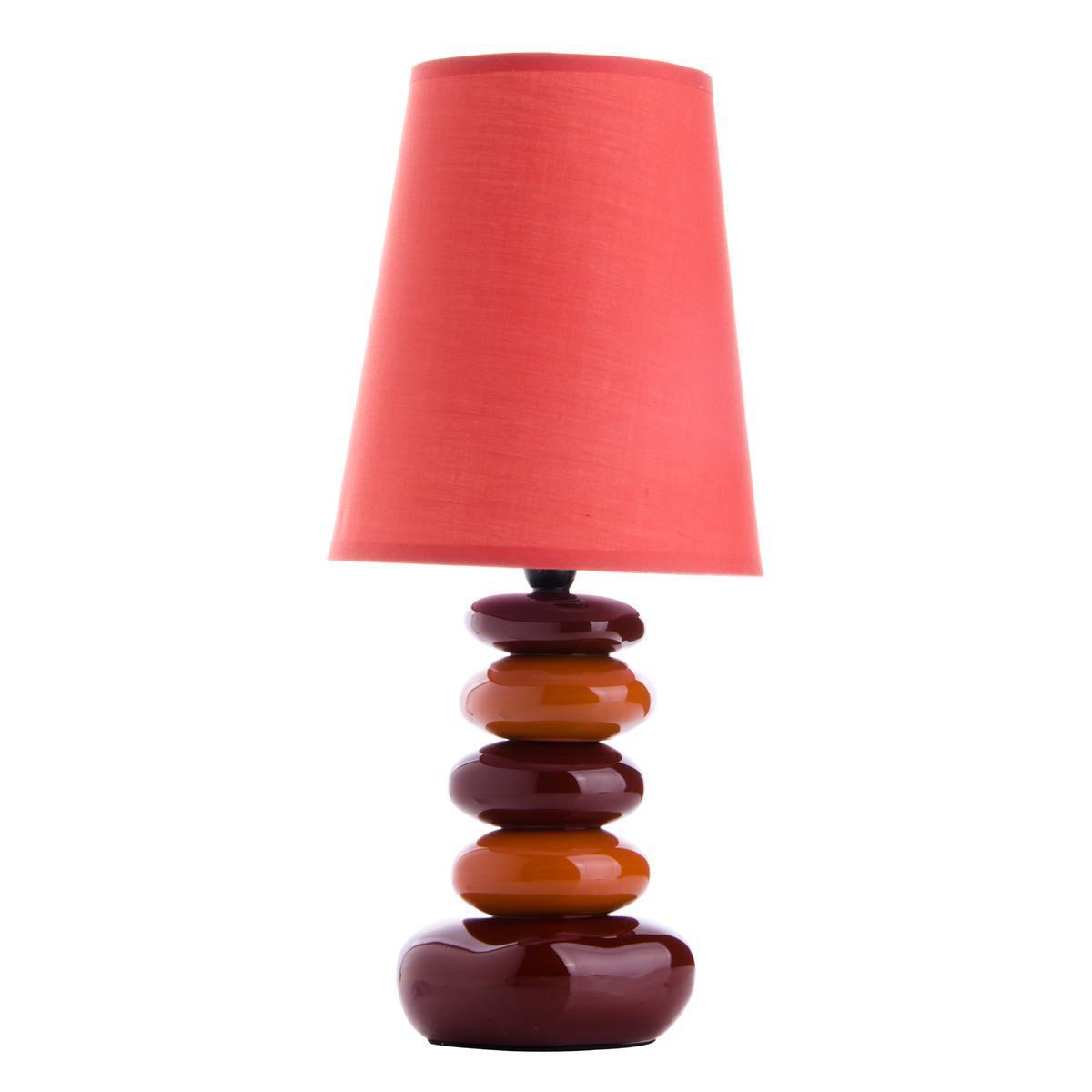 Lampe à poser stones classique en céramique - H 41 cm - Rouge