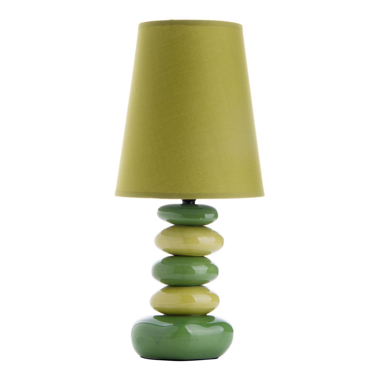 Lampe à poser stones colors - Céramique - Hauteur 41 cm - Vert anis