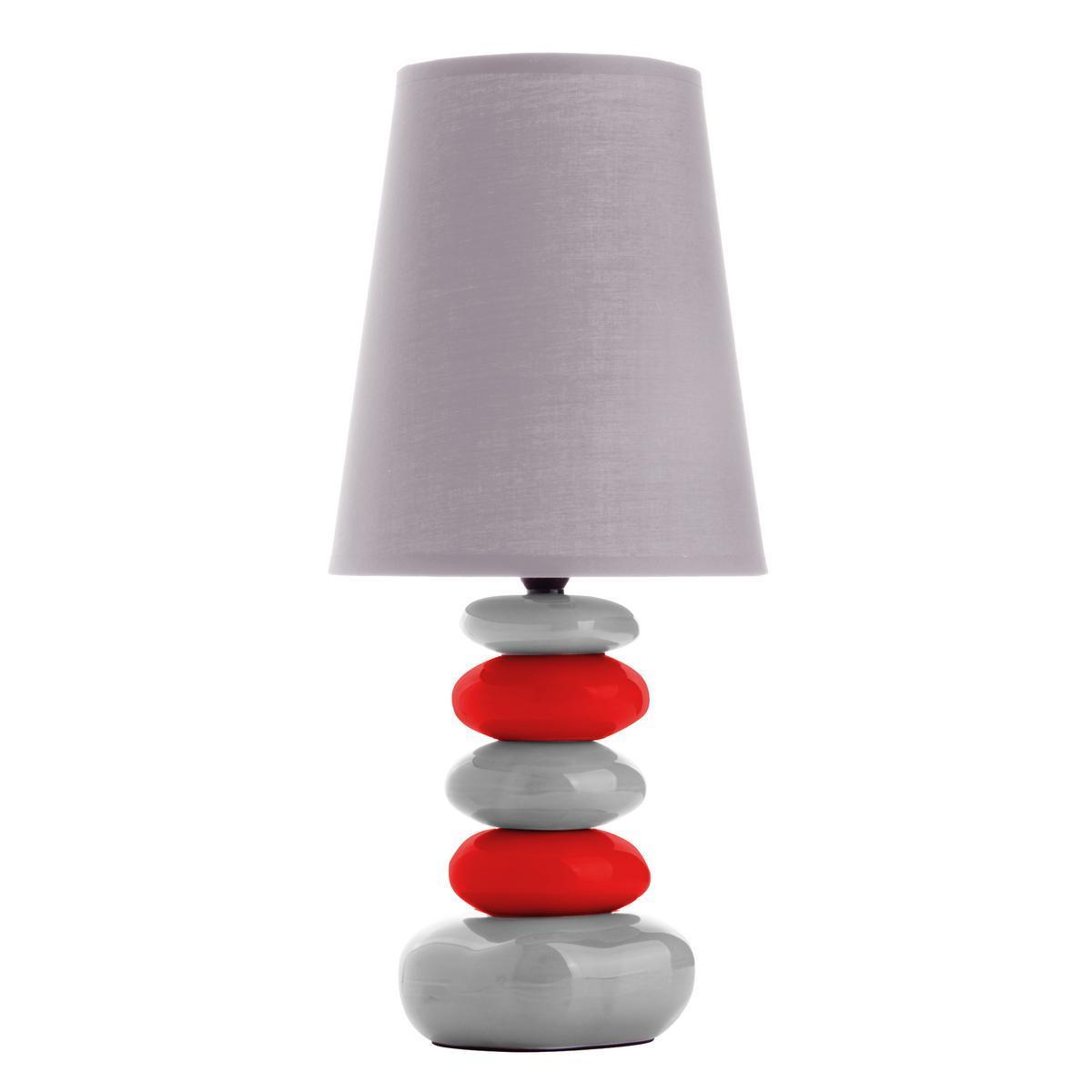 Lampe à poser stones modern - Céramique - Hauteur 41 cm - Rouge