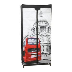 Armoire penderie en tissu - modèle London - 75 x 45 x H 160 cm - Noir, Rouge, Gris