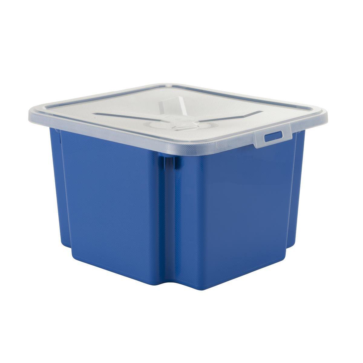 Boîte de rangement - Plastique - 39 x 34,1 x H 23,3 cm - Bleu