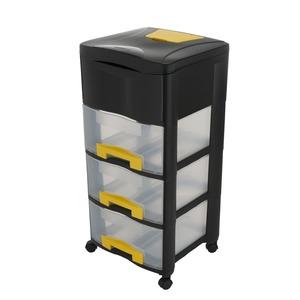 Tour de rangement bricolage - 39,6 x 39,6 x H 85,5 cm - Noir, Jaune