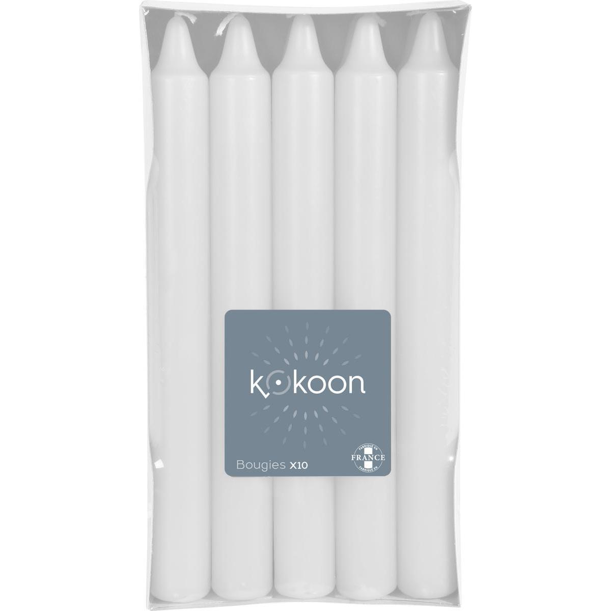10 bougies ménage non-parfumées - ø 0.9 x H 18 cm - Différents coloris - Blanc - K.KOON