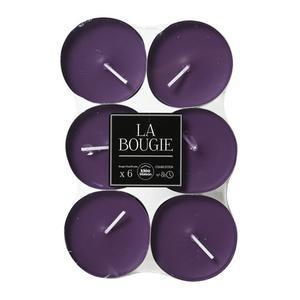 Lot de 6 bougies maxi chauffe-plat en cire - 5,8 x H 2,5 cm - Violet
