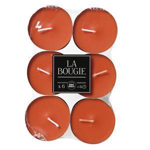 Lot de 6 bougies maxi chauffe-plat en cire - 5,8 x H 2,5 cm - Orange