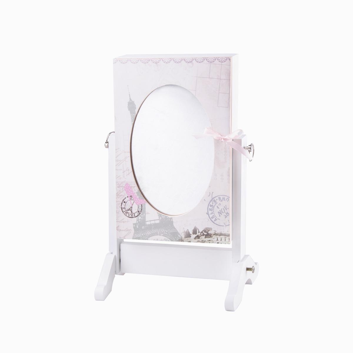 Armoire à bijoux romantique - 18,5 x 26 x H 40 cm - Blanc