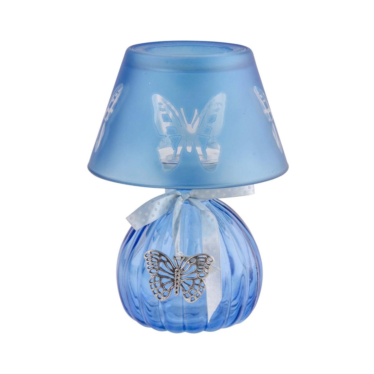 Photophore lampe décor papillon - Diamètre 12 x H 16 cm - Différents coloris