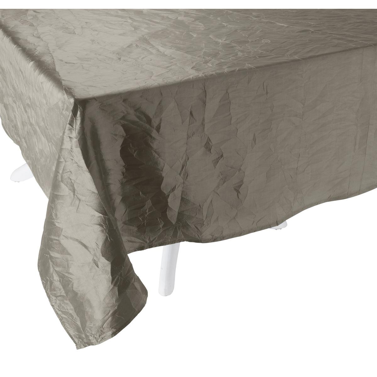 Nappe en tissu effet froissé - 140 x 240 cm - Beige taupe