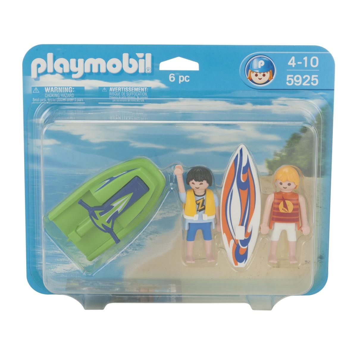 Lot de 2 Playmobil surf et jet ski - 5925 - 24,3 x 20,3 x 5 cm - Multicolore