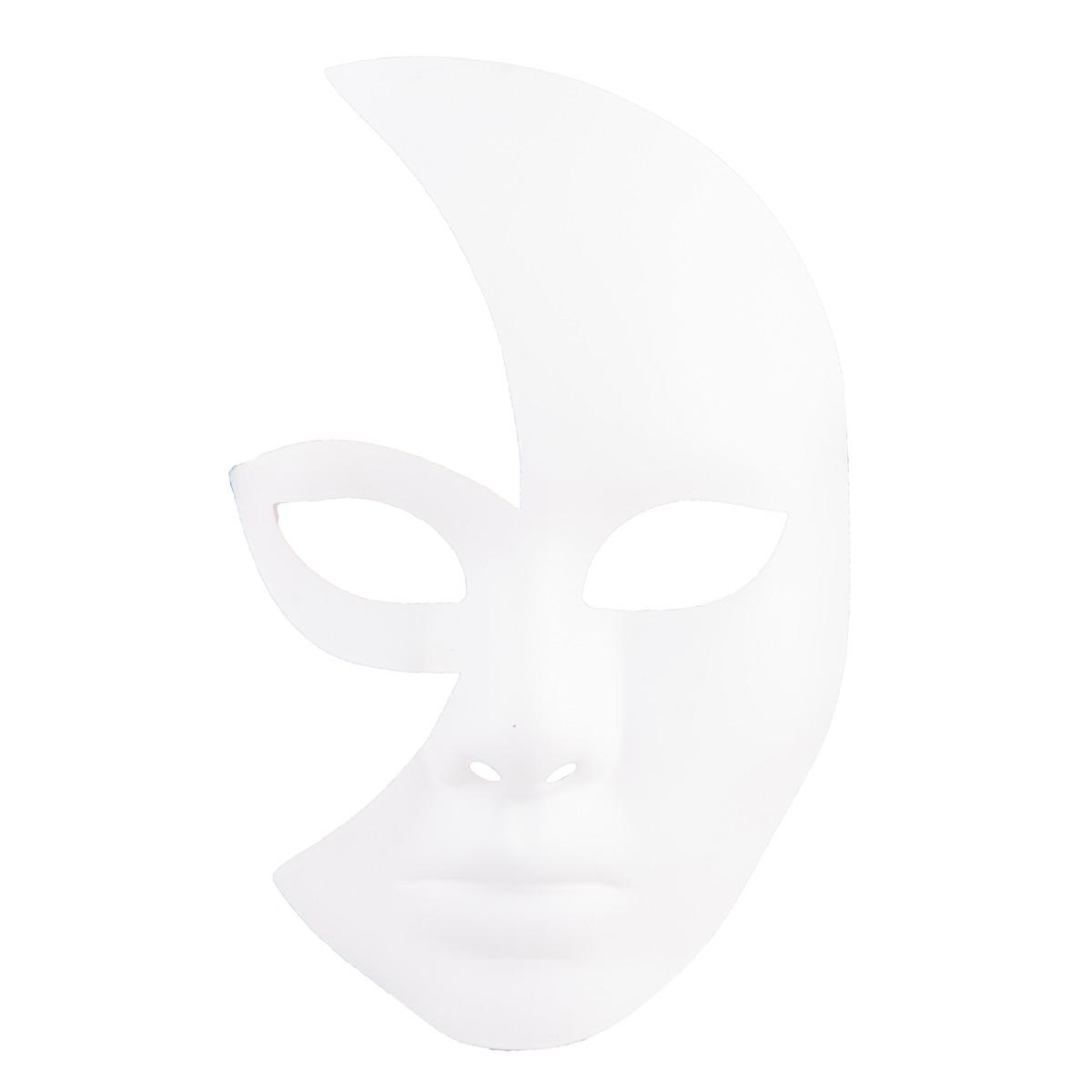 Masque croissant de lune à décorer - 21 x 17 cm - blanc