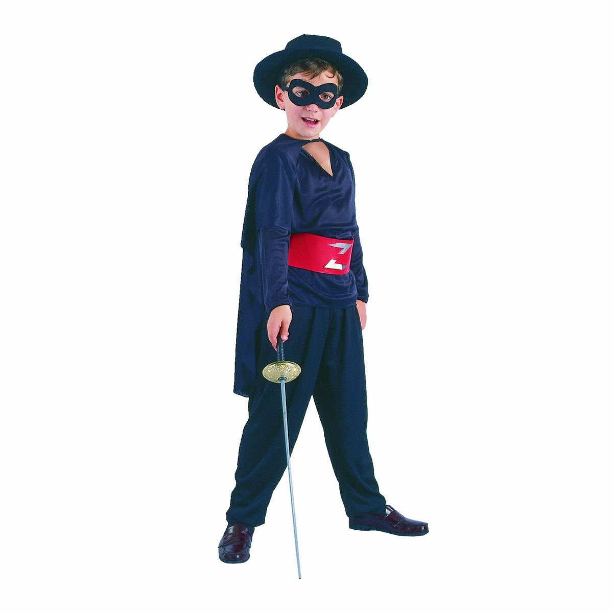 Déguisement enfant modèle justicier masqué - Taille S-M-L - Noir, Rouge