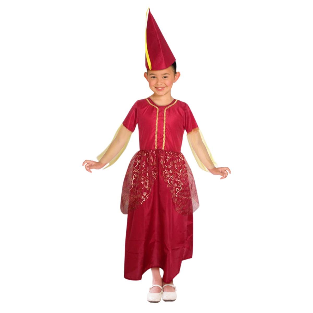 Déguisement enfant modèle princesse médiévale - Taille 4 à 12 ans - Rouge