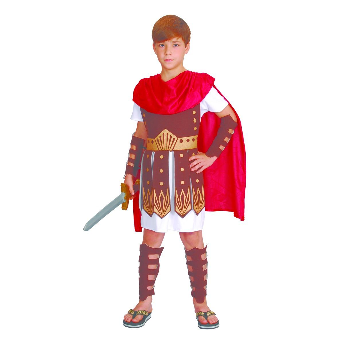 Déguisement de soldat romain enfant - 4 à 12 ans - rouge, marron et blanc
