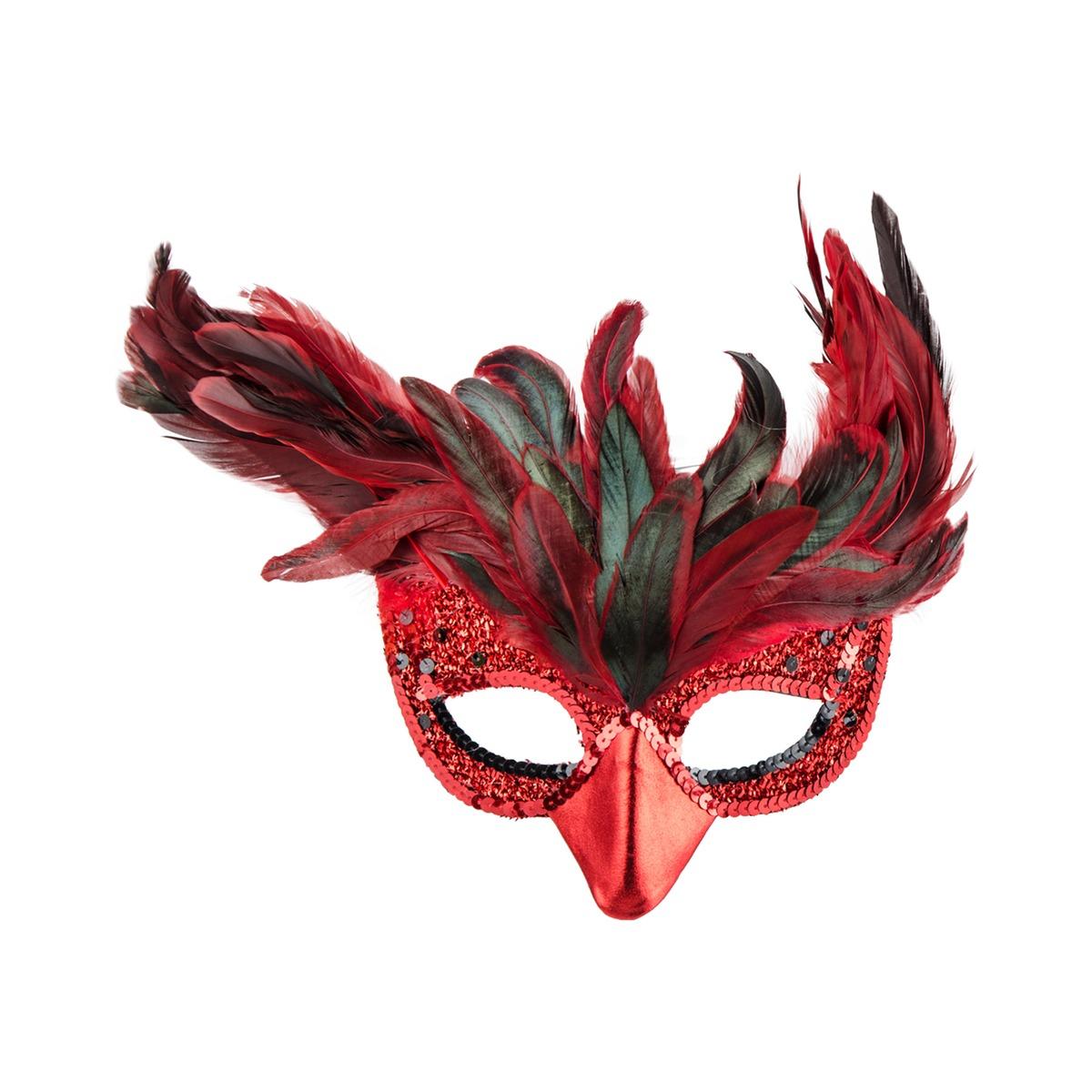 Masque de corbeau à plumes - 35 x 25 cm - Noir