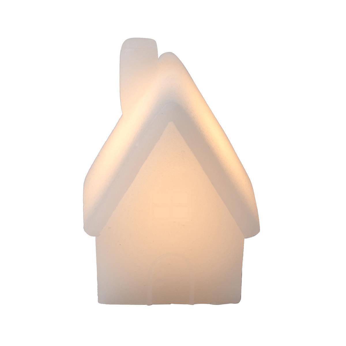 Bougie Maison LED - Paraffine et LED - H 9,5 cm - Blanc