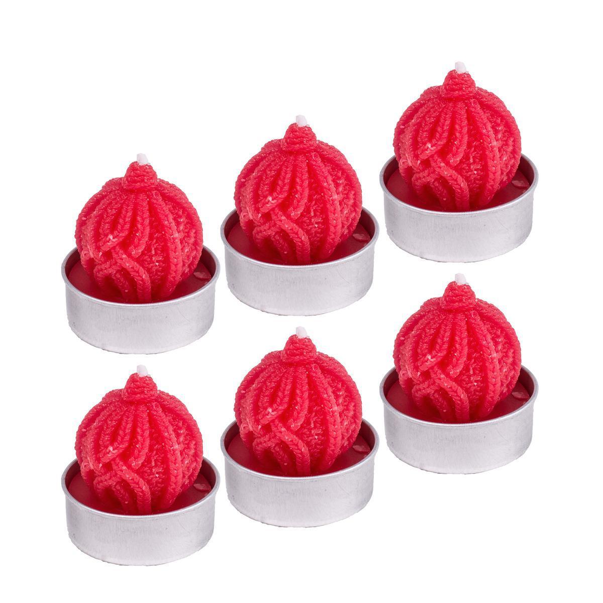 Lot de 6 bougies chauffe-plat - Paraffine - 25 x 5 cm - Rouge