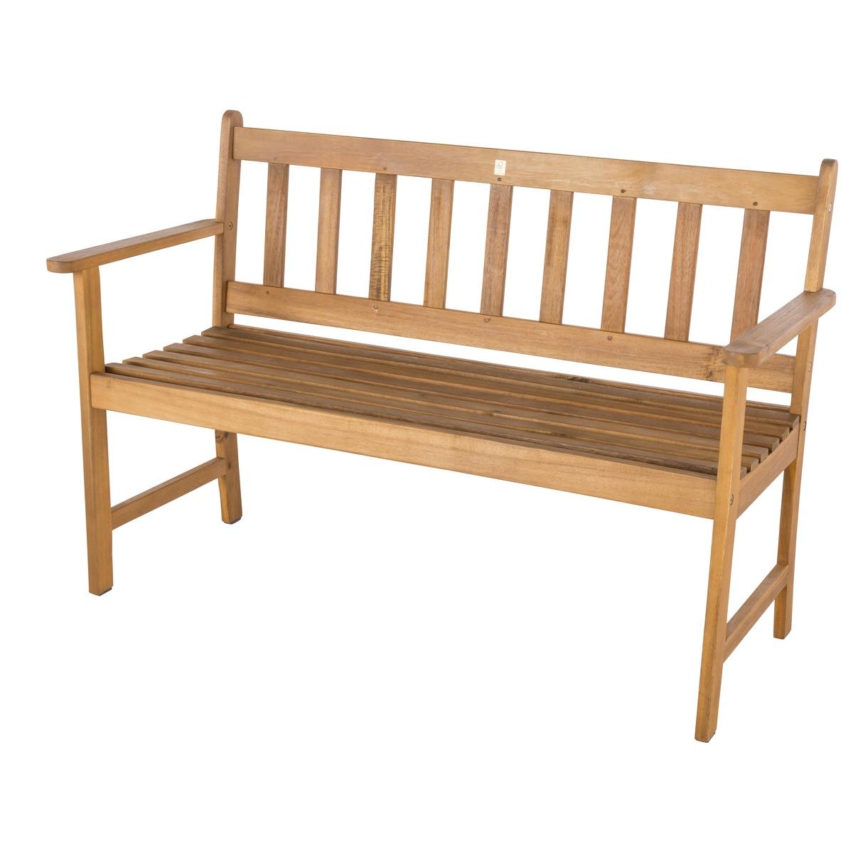 Banc 2 personnes en acacia - 118,40 x 51,90 x H 80 cm - marron