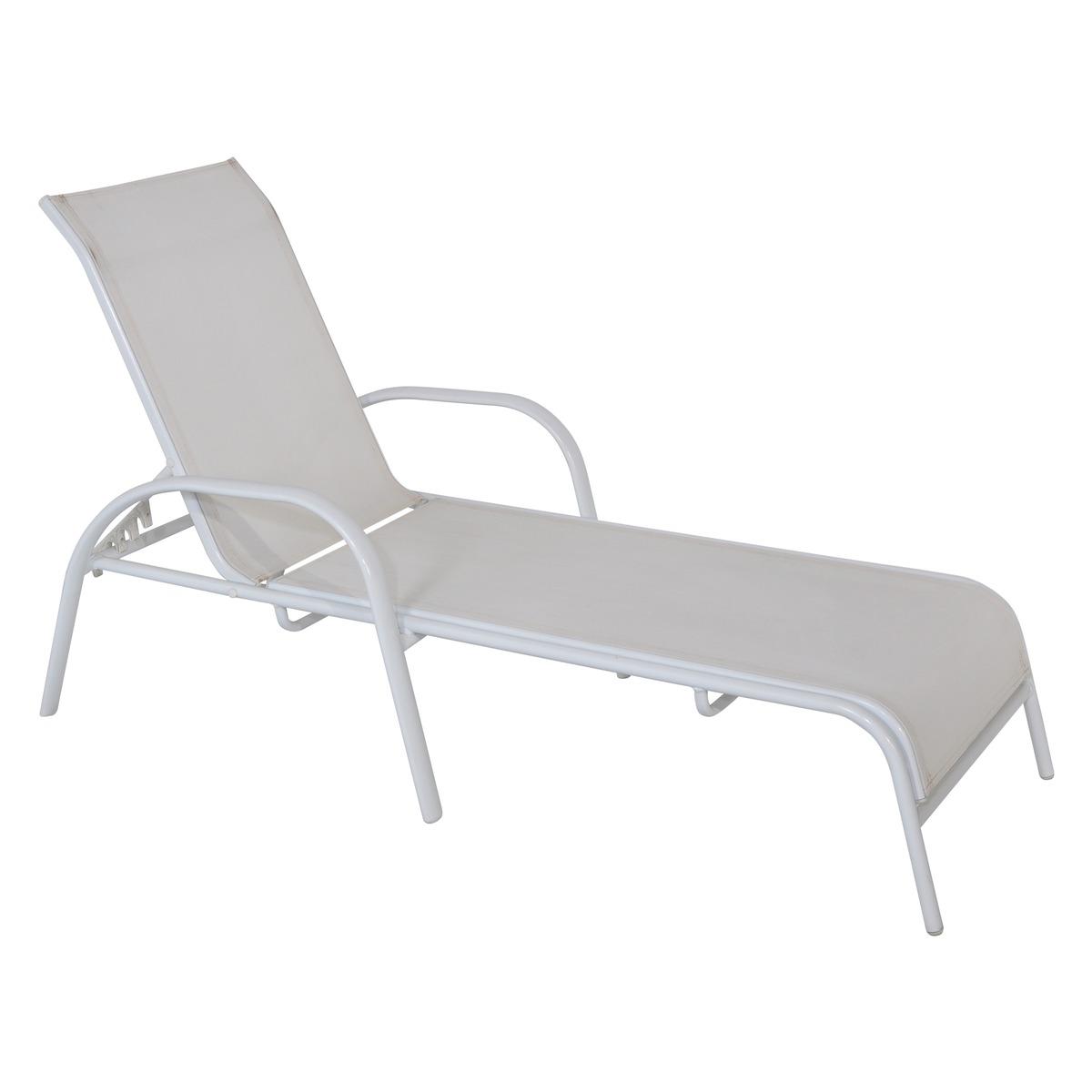 Chaise longue Sunshine - 165,5 x 65,5 x 50 cm - blanc
