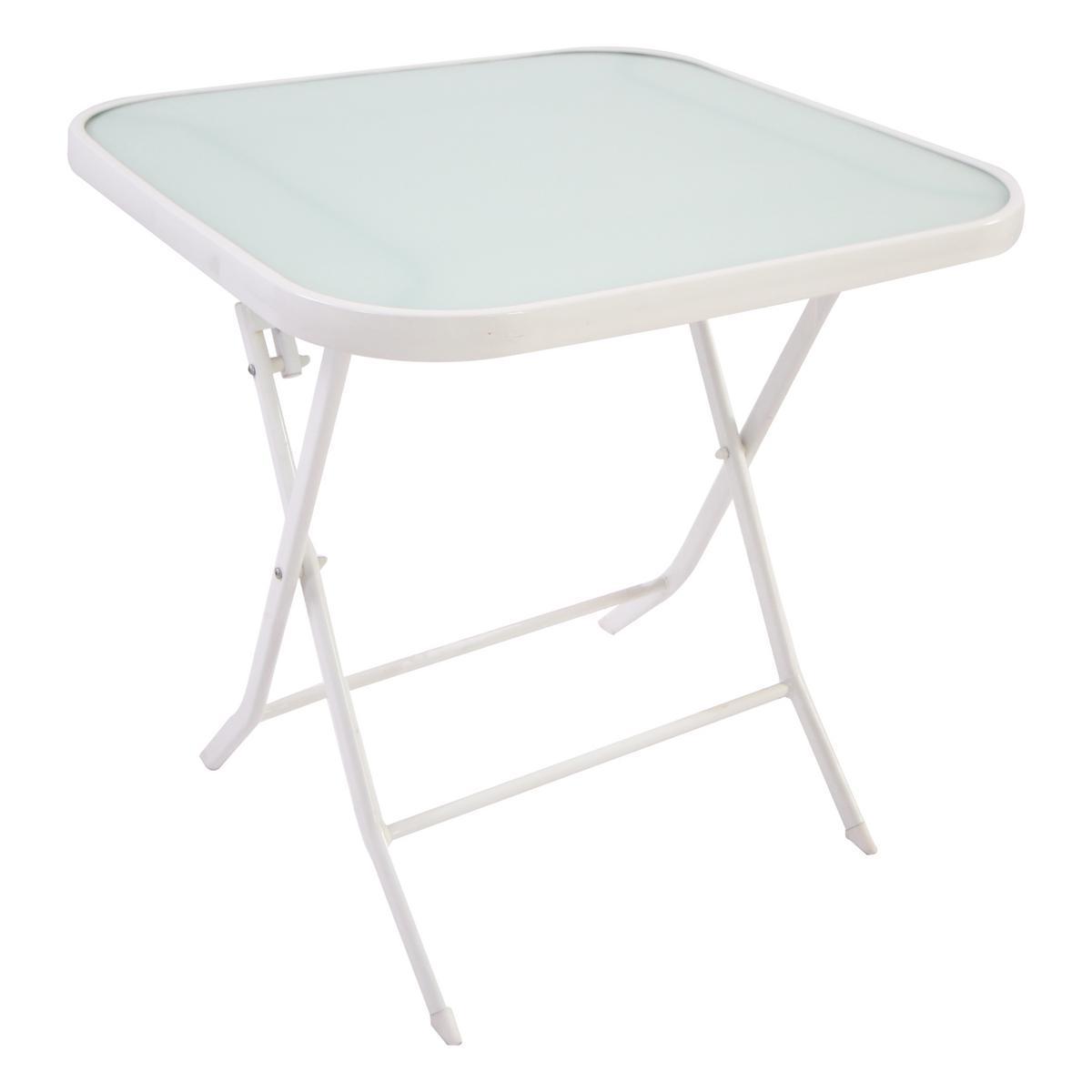 Table pliante Amélia - 70 x 70 x H 71 cm - blanc