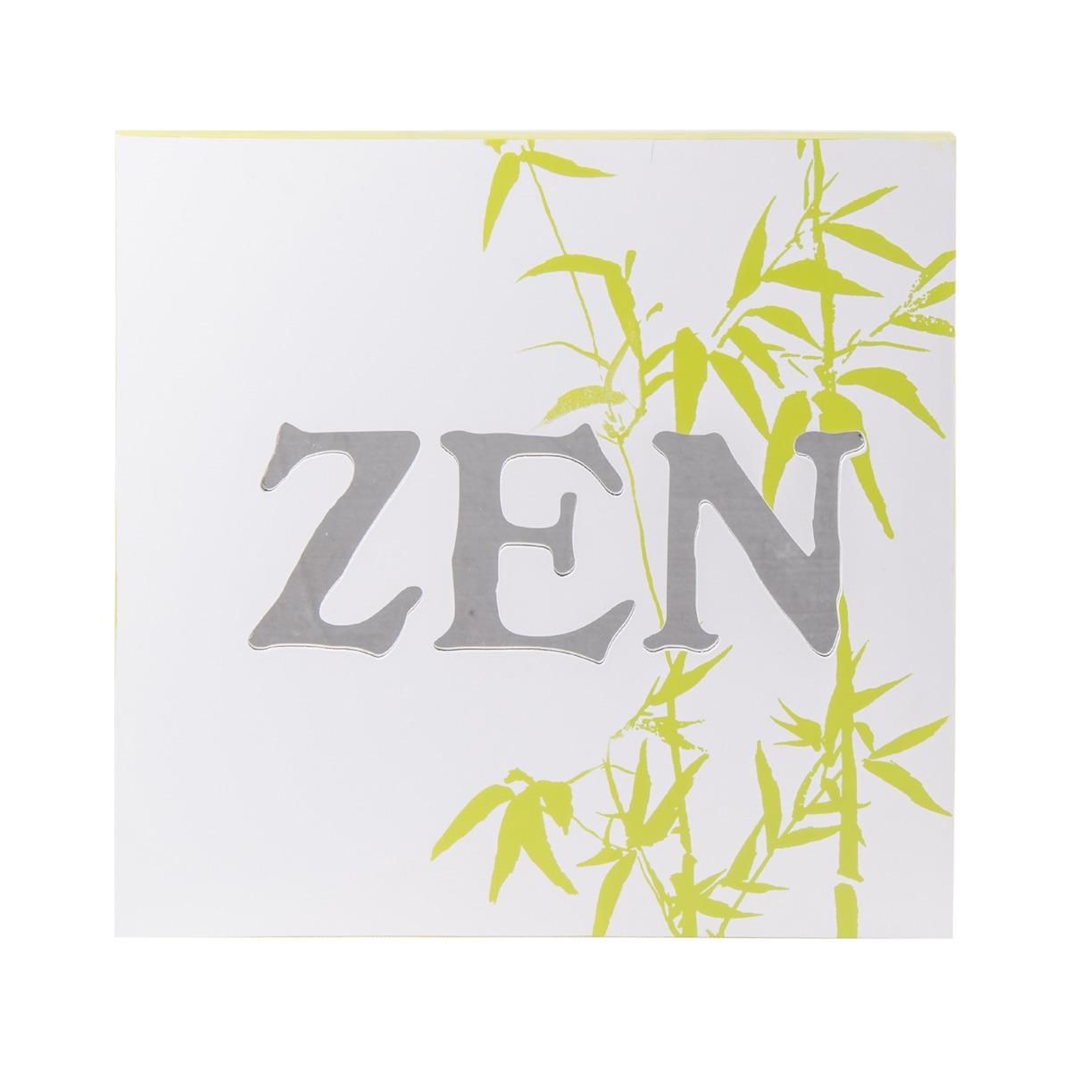 Tableau lettres zen miroir - 40 x H 40 cm - Blanc, vert