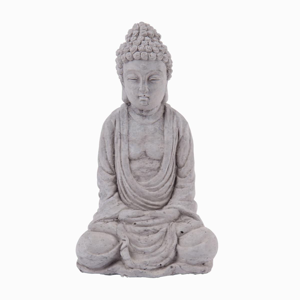 Bouddha décoratif céramique - 13 x H 24 cm - Blanc