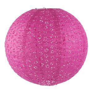 Boule japonaise ajourée luminaire - Papier - Diamètre 40 cm - Rose fuchsia