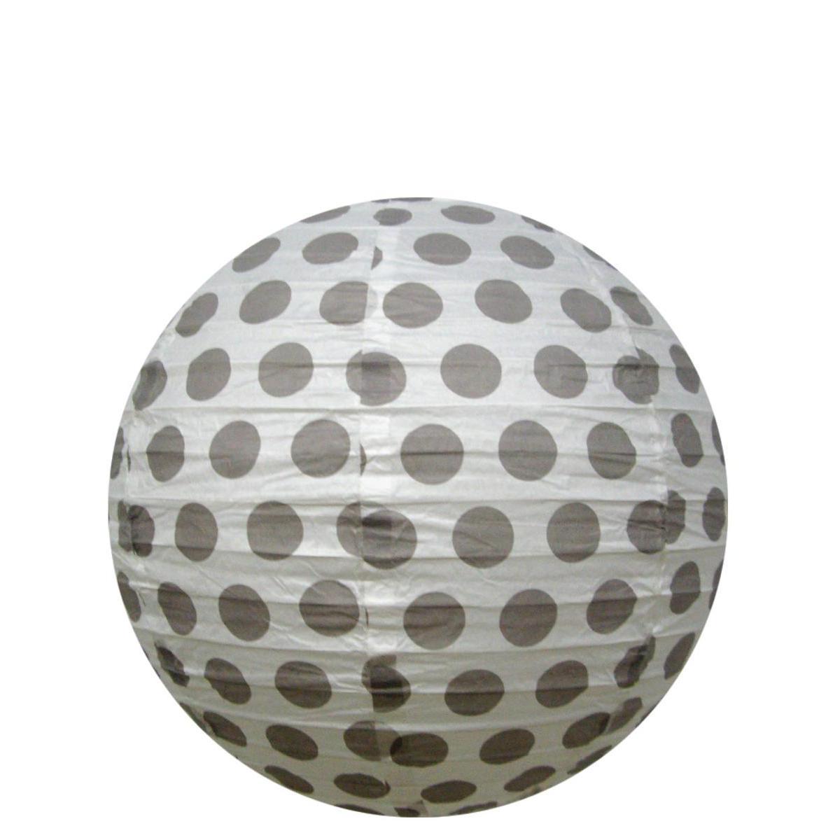 Boule japonaise à pois - Papier - Diamètre 35 cm - Marron taupe