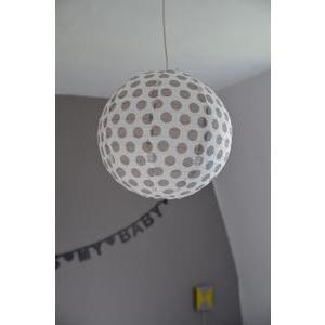 Boule japonaise à pois - Papier - Diamètre 35 cm - Marron taupe